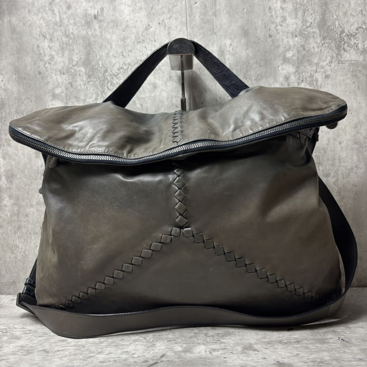 希少/クロコダイル○BOTTEGA VENETA ボッテガヴェネタ ボストンバッグ