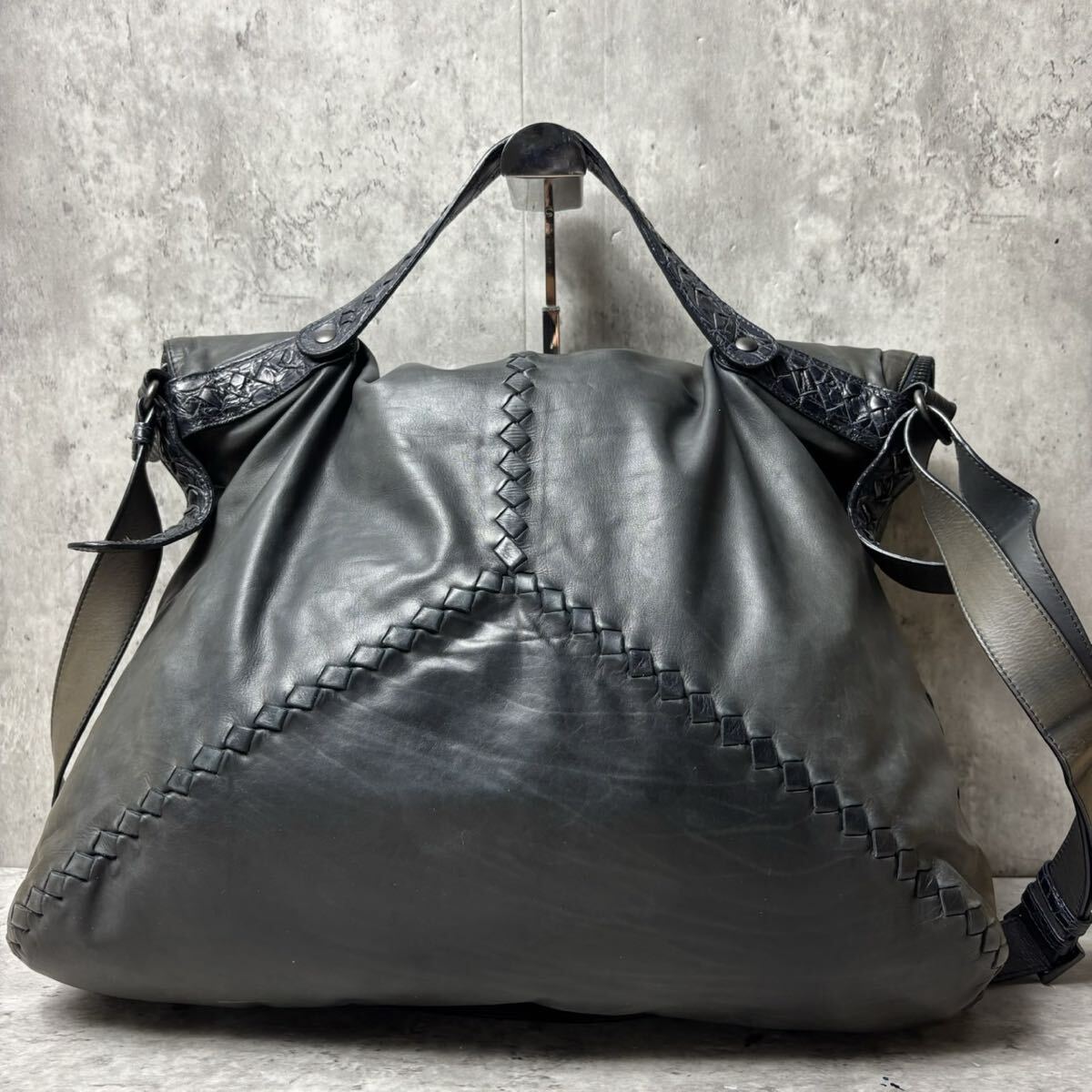 希少/クロコダイル○BOTTEGA VENETA ボッテガヴェネタ ボストンバッグ
