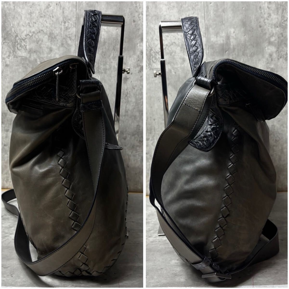 希少/クロコダイル○BOTTEGA VENETA ボッテガヴェネタ ボストンバッグ