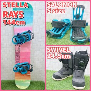レディース ボード 3点セット ステラ STELLA RAYS 144cm ビンディング サロモン SALOMON