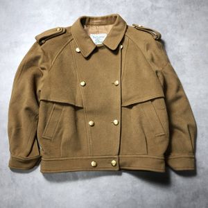 WQ988● Burberrys：90&rsquo;sミリタリーウールコート C-TK83 ●M● カーキ/キャメル系 金ボ