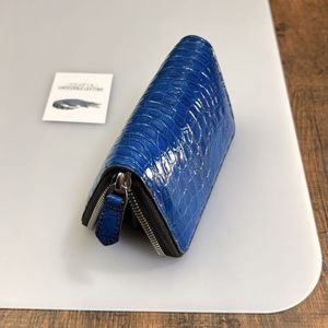 【ターコイズブルー】実物撮影 クロコダイル メンズ ラウンドファスナー 目地 手染め コ