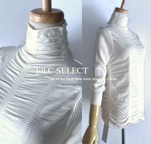 新品【送料185円】万能♪伸縮性抜群 シャーリングストレッチニット×リブ*緩やかハイネッ