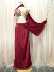 1-131☆大きいサイズ*ボルドー＆ゴールド*ベリーダンス衣装/L/W34~49.B35~50☆