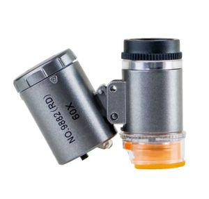 60倍拡大鏡　ルーペ　 LEDライト付き　 紫外線 顕微鏡　切手　ブランド 鑑定 宝石ルーペ