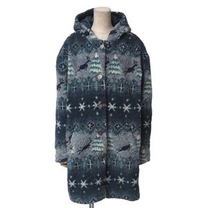 TK0182◎USA製 VINTAGE L.L.Bean LLビーン ノルディック柄 ボアフリース フーデッド コー