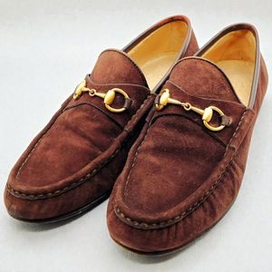 GUCCI グッチ ホースビット ローファー 靴 ゴールド金具 ブラウン 37サイズ スエード イ