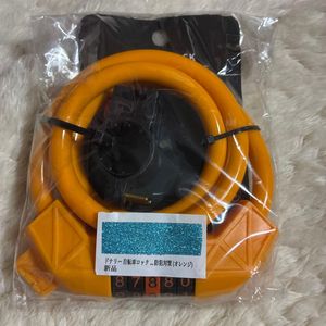 自転車 ロック 鍵 パスワードロック チェーンロック オレンジ ワイヤーロック