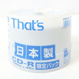1円【未使用】That's ザッツ/データ用CD-R 50枚入 アクアホワイト/700MB 2～40X/65