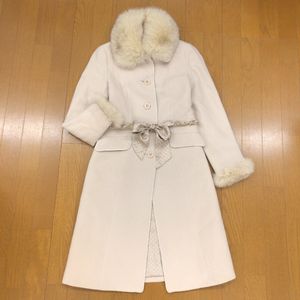 ◆KUMIKYOKU クミキョク 組曲 ブルーフォックスファー付き アンゴラウール ロングコート