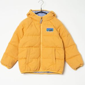 patagonia パタゴニア ジップアップ ダウンジャケット サイズ5T イエロー フード キッズ