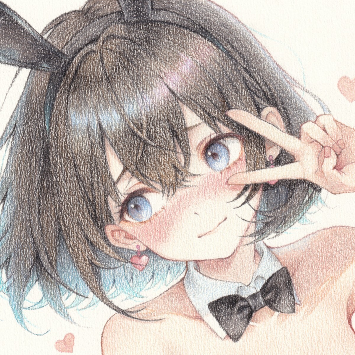 色鉛筆画【A4原画】初めてのコスプレ体験 手描きイラスト 美少女