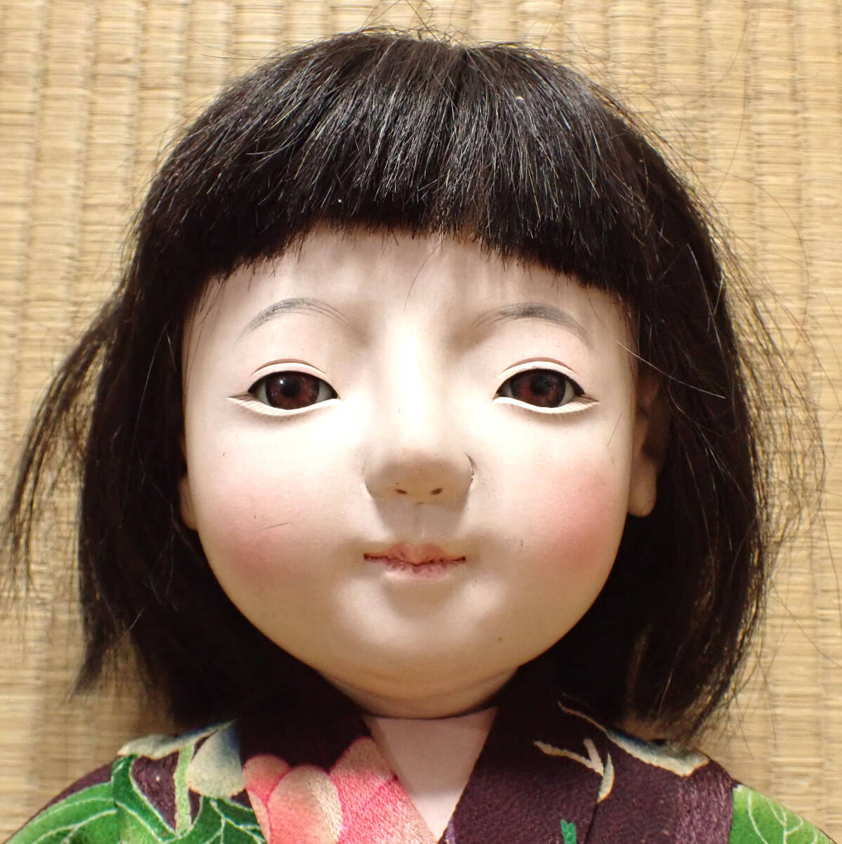 時代【古い市松人形 おかっぱ 女の子 高さ63cm C】童女 縮緬 抱き人形