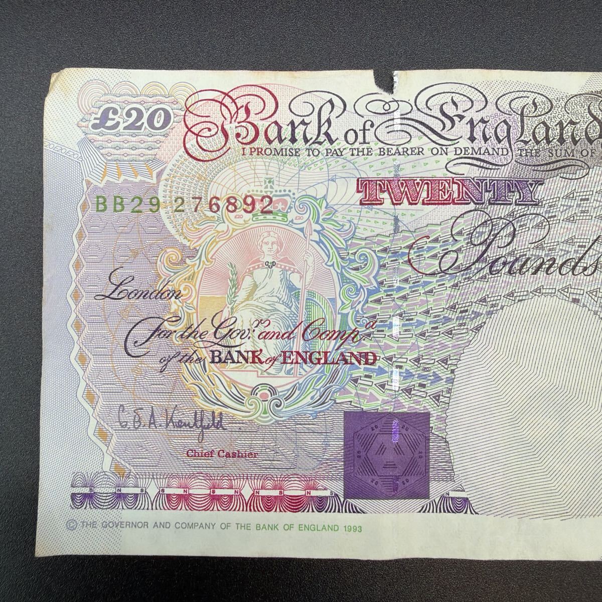 希少品】イギリス 20ポンド紙幣 3枚セット 計60ポンド 紙製旧札