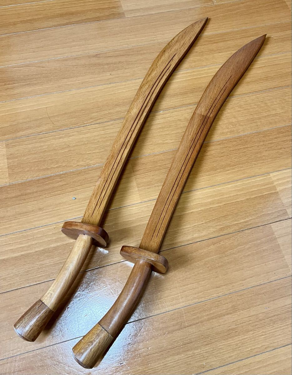 木製/青龍刀】二刀流/太極拳カンフー演武用/カンフー/武具/木製青龍刀