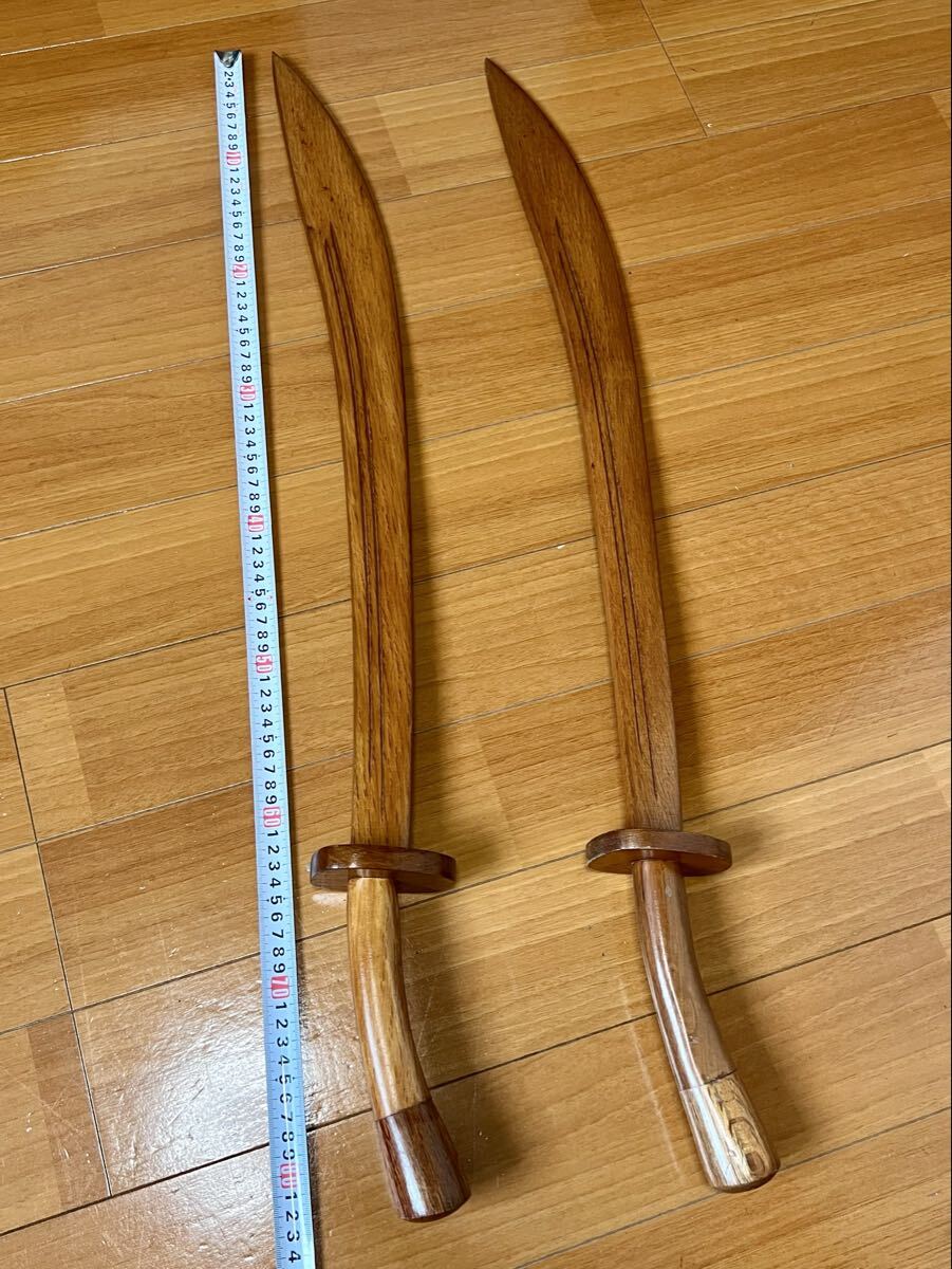 木製/青龍刀】二刀流/太極拳カンフー演武用/カンフー/武具/木製青龍刀