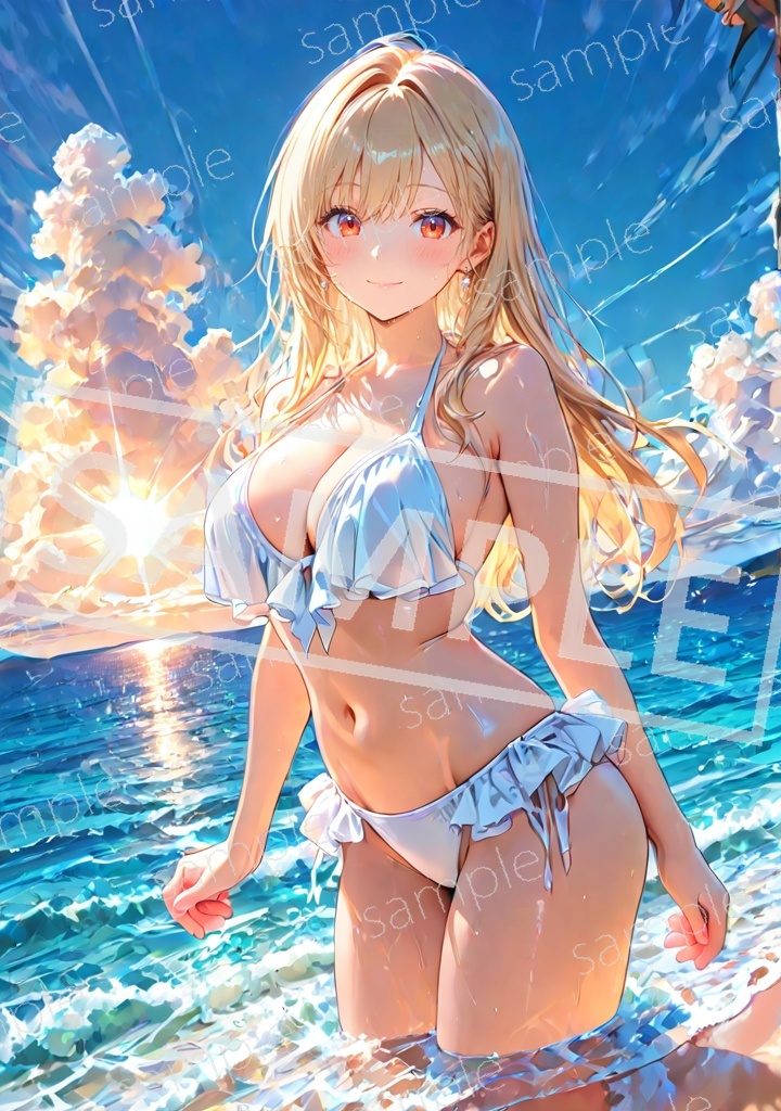 N2035 アートポスター オリジナル 一点物 A4 再出品無し 美女 アニメ