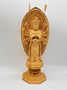 美術品 薬師如来像 木彫り 手描き 金箔仕上げ 桧木製 飛天光背 蓮華座 祈願
