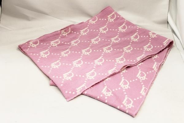 ディオール(Dior)ロゴマフラー リバーシブル 白×ピンク 中古(女性用  