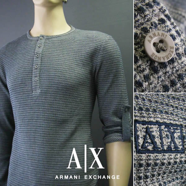 4934新品★アルマーニエクスチェンジ★ヘンリワッフルロンT★Ｍ
