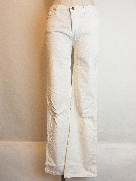 D&G*ディーアンドジー コーデュロイ ダメージパンツ/ホワイト