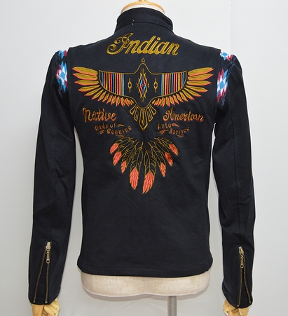 新品別注インディアンモーターサイクル シングルライダース黒Ｍ