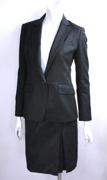 1093-14P1138★インディヴィ今期★ストライプ柄スカートスーツ36