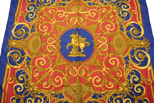 1円エルメス★シルク100％ スカーフ LES TUILERIES ブルー(5264