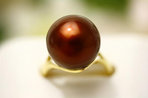 タヒチ黒蝶真珠パールリング【指輪】　13mm　K18製