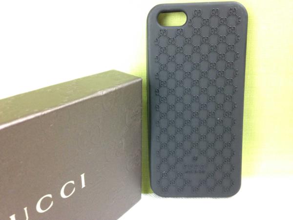 1円 グッチ GUCCI iphone5g ケース 黒 ラバー カバー 箱付 美品
