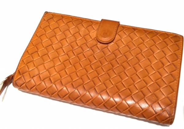 1円★ボッテガヴェネタ/イントレチャート/長財布/オレンジ/本革