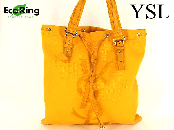 1円 イヴ・サンローラン カハラ キャンバストートバッグ 橙BS135