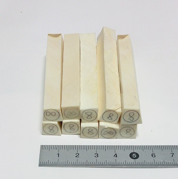 象牙　良質 8mm 丸棒素材　10本セット