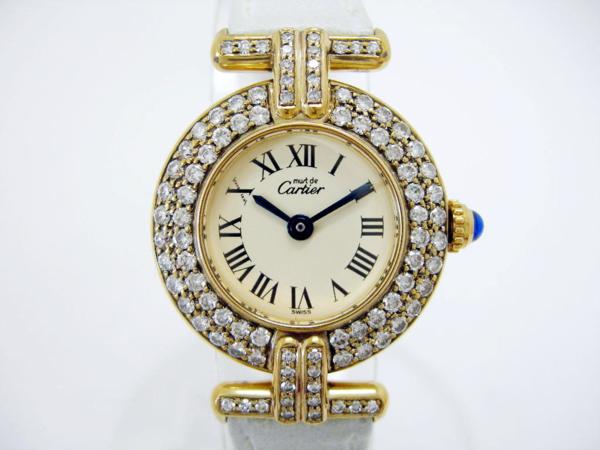 1円～★カルティエ コリゼ GP アフターダイヤ レディース QZ★