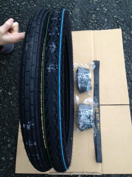 ☆ダンロップ タイヤ D107 2.50-17 前後 6点set カブ90/CD90