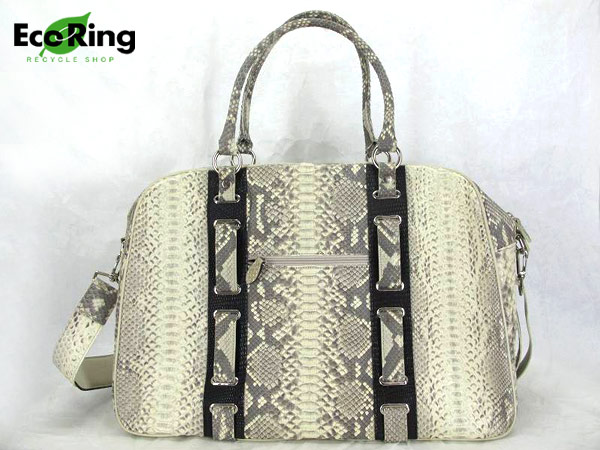 1円 参考18万 パイソン 2WAY ボストンバッグ BY611