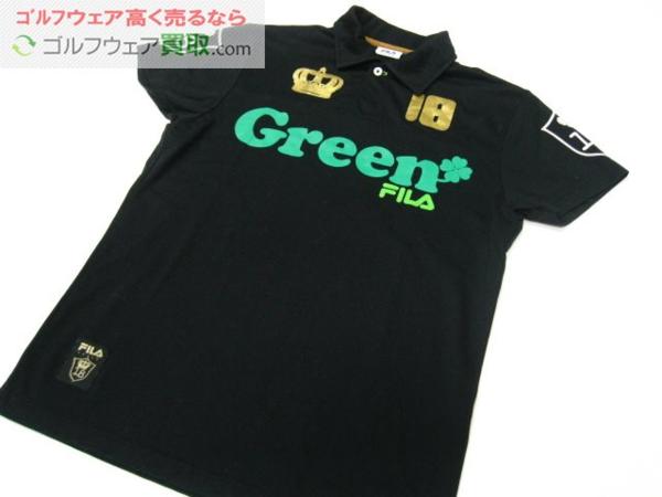 GK滝水★USED即決507★フィラFILA★プリント半袖ポロシャツ★黒M