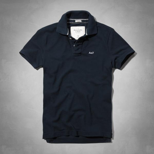 本物保証A&Fアバクロ【S/Navy】A&Fロゴ刺繍ポロシャツ