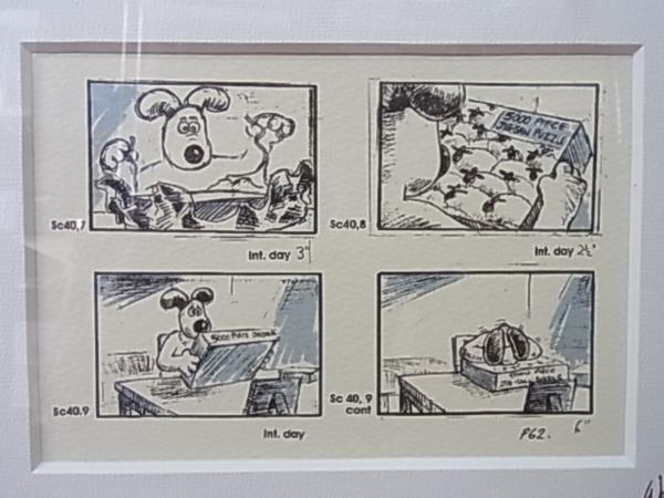 ♪ ウォレスとグルミット イラスト画 絵コンテ風 額縁インテリア