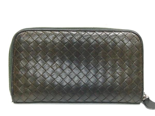 ボッテガ ラウンドファスナー 長財布 レザー カーキ 114076