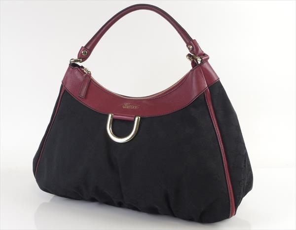 グッチ GUCCI GGキャンバス レザー ショルダーバッグ 赤 黒 9234