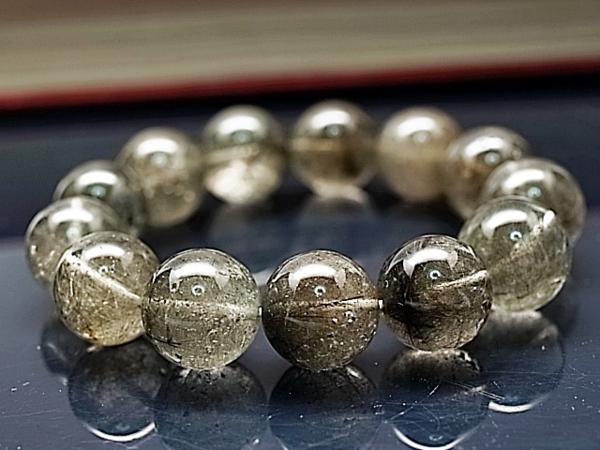 14A 極上透明美 プラチナルチル ブレス 針水晶 16.5mm 【A302