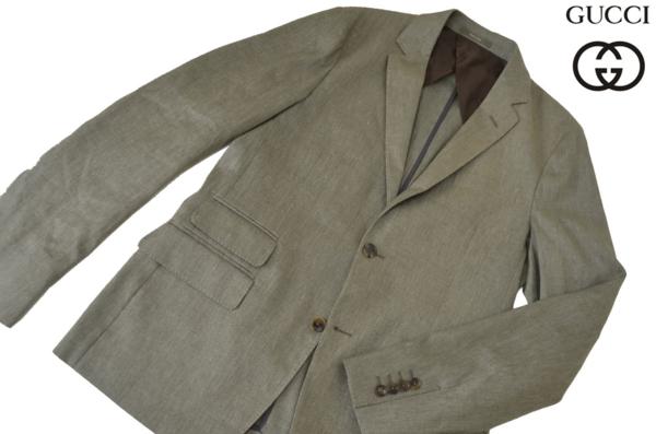 春夏秋★リネン コットン JK★GUCCI グレーブラウン 54R jpXL