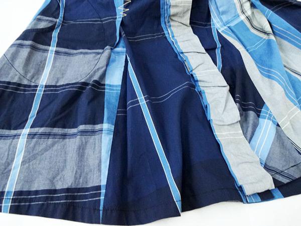 センソユニコ　慈雨　ネイビー チェック柄 半袖ワンピース 慈雨 センソユニコ L - 0 半袖 カットソー チェック柄 センソユニコ・i