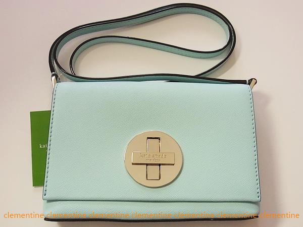 新品ケイトスペードsally 斜め掛けレザーポーチライトブルー2256