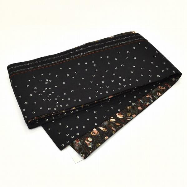 ◆着物セレク◆ 1円 半幅帯 黒 玩具 美品 両面z0375