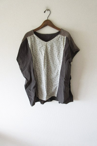 cheer/チア 花柄切替し リネンチュニックブラウス