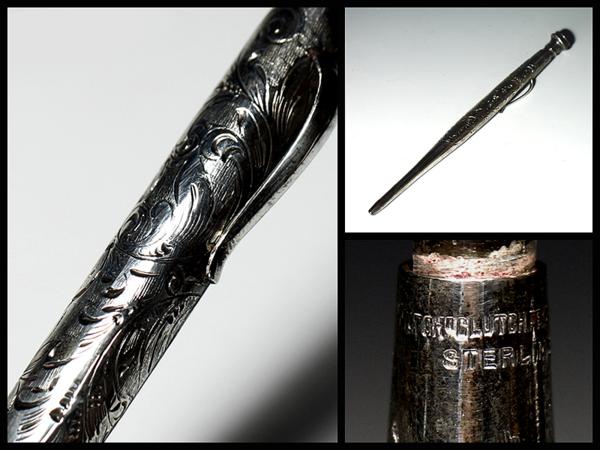 【侍】Hutcheon Brothers 彫金唐草文 銀製ペン18g Ν633