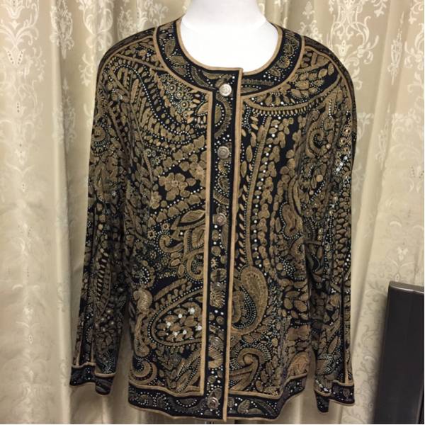 LEONARDレオナールシルクウールカーディガンジャケットLL大きい