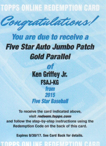15 FIVE STAR/KEN GRIFFEY Jr./ジャンボパッチサイン【#/10】